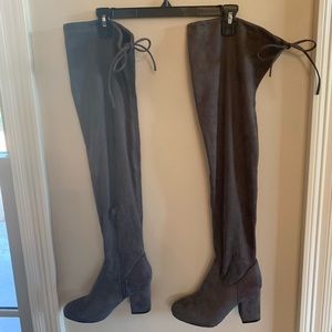 Grey over the knee boots